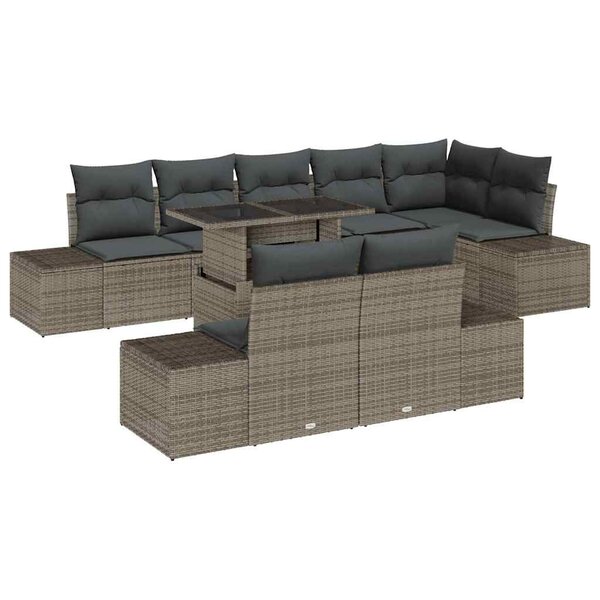 vidaXL Ensemble de canapé de jardin 9 Pièces Gris 100 x 55 x 73 cm