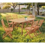 Ensemble repas de jardin 4-6 personnes - Eucalyptus FSC - Table extensible  120 - 180 x 80 cm + 6 chaises pliantes