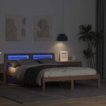 vidaXL Cadre de lit avec tête de lit Marron 135 x 190 cm Pin massif