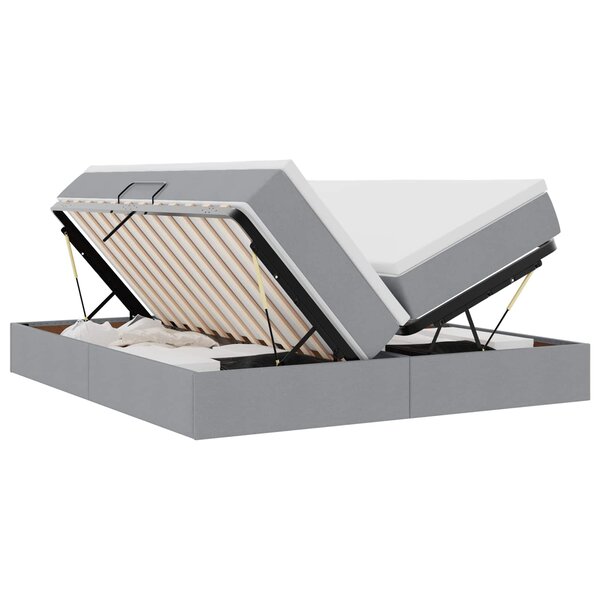 vidaXL Lit avec rangement et matelas Gris clair 200 x 200 cm Polyester