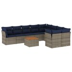 vidaXL Salon de jardin 10 Pièces avec coussins gris résine tressée