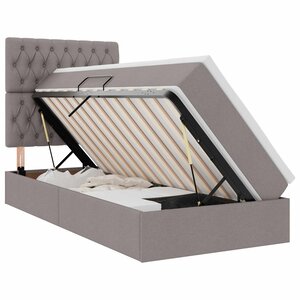 vidaXL Lit avec rangement et matelas Taupe 90 x 200 cm tissu
