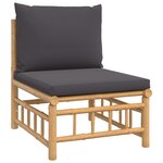 Salon de jardin meuble d'extérieur ensemble de mobilier 7 pièces avec coussins gris foncé bambou 02_0017198