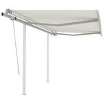 vidaXL Auvent manuel rétractable avec poteaux 3x2 5 m Crème