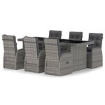vidaXL Salon de jardin 7 Pièces avec coussins Résine tressée Gris