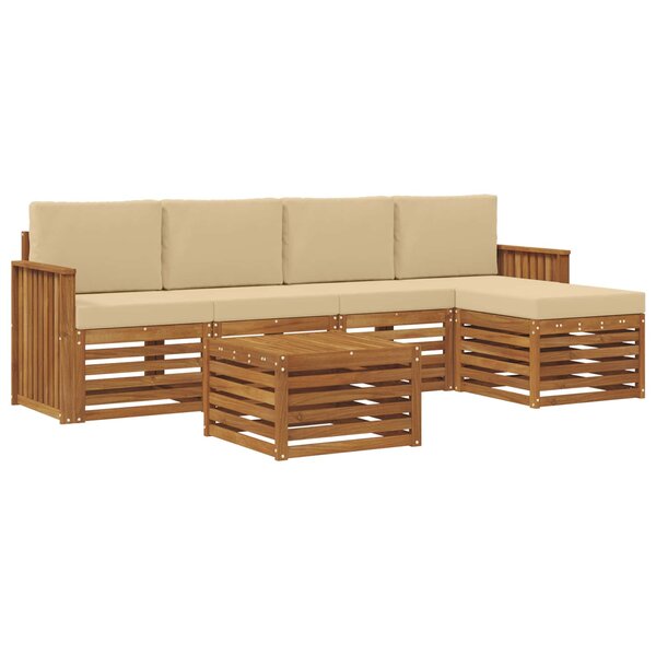 vidaXL Ensemble de canapés d'extérieur 6 pc Naturel et Beige
