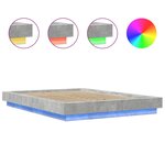 vidaXL Cadre de lit avec lumières LED gris béton 135x190 cm