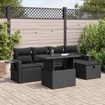 vidaXL Salon de jardin 6 Pièces avec coussins noir résine tressée