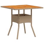 vidaXL Table de jardin beige 80x80x75 cm résine tressée et bois acacia