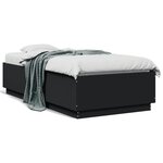 vidaXL Cadre de lit avec lumières LED noir 75x190 cm bois d'ingénierie