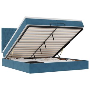vidaXL Cadre de lit ottoman avec matelas bleu foncé 200x200 cm velours