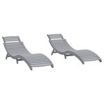 vidaXL Chaises longues lot de 2 gris 184x55x64 cm bois massif acacia