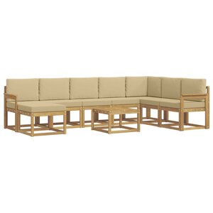 vidaXL Ensemble de canapés d'extérieur 9 pc Blanc et Beige