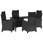 vidaXL Ensemble de salle à manger pour jardin 5 Pièces Noir polyrotin