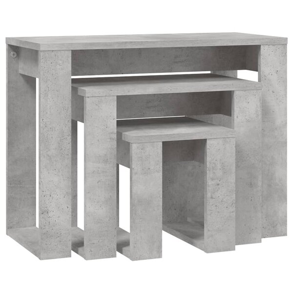 vidaXL Tables gigognes 3 Pièces Gris béton Bois d'ingénierie