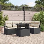 vidaXL Ensemble de canapé de jardin 6 Pièces Noir Poly rotin