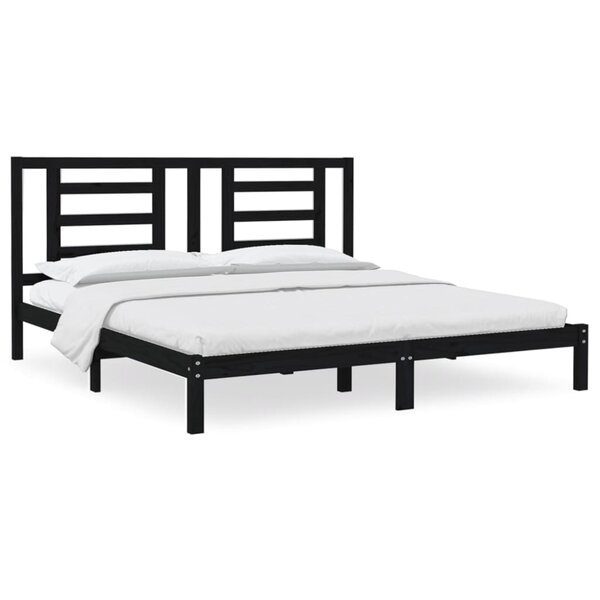 vidaXL Cadre de lit sans matelas noir 200x200 cm bois massif de pin