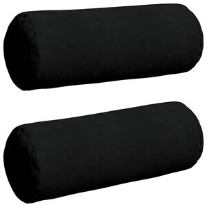 vidaXL Coussins d'accent 2 Pièces Noir Ø 25 x 70 cm Tissu en microfibre