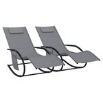 vidaXL Chaises longues à bascule lot de 2 Gris Acier et textilène