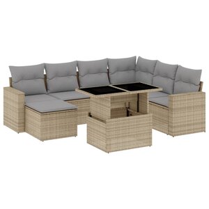 vidaXL Salon de jardin avec coussins 8 Pièces beige résine tressée