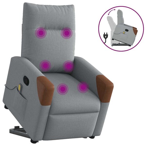 vidaXL Fauteuil de massage inclinable Gris clair Tissu