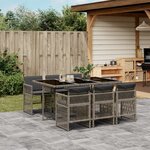 vidaXL Ensemble à manger de jardin et coussins 7 Pièces gris rotin