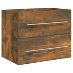 vidaXL Meuble lavabo avec bassin intégré Chêne fumé Bois d'ingénierie