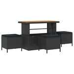Ensemble de Canapé de Jardin 13 Pièces avec Coussins Noir Rotin Poly Acacia