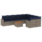 vidaXL Salon de jardin 10 Pièces avec coussins gris résine tressée