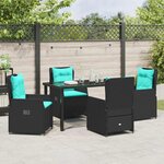 vidaXL Ensemble de salle à manger pour jardin 5 Pièces Noir Poly rotin