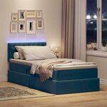 vidaXL Lit avec rangement et LED Bleu foncé 90 x 200 cm Velours