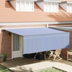 vidaXL Auvent Rétractable Bleu et blanc Bleu et Blanc Anthracite