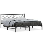 vidaXL Cadre de lit métal sans matelas et tête de lit noir 180x200 cm