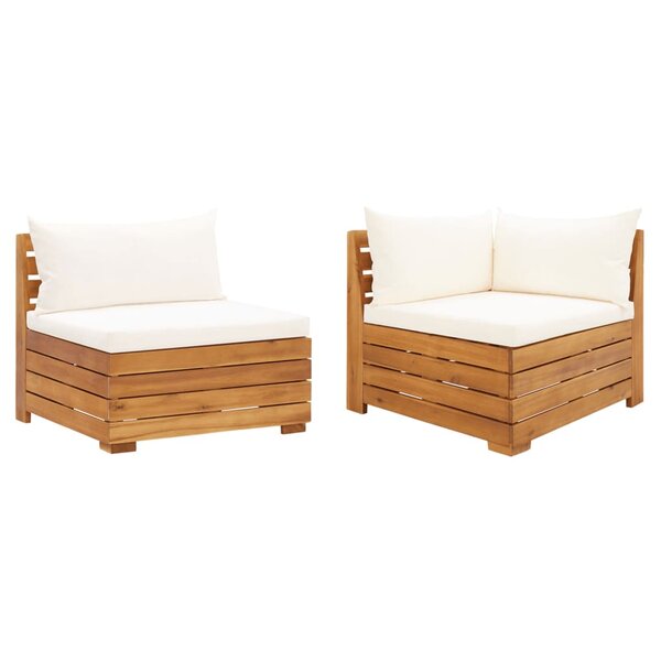 vidaXL Salon de jardin 2 Pièces avec coussins bois d'acacia solide