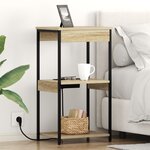 vidaXL Table de nuit avec station de chargement Chêne sonoma