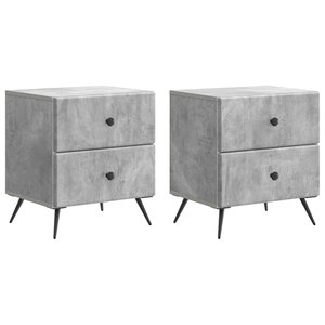 vidaXL Cabinet de chevet 2 Pièces Gris béton 43 x 34 5 x 47 5 cm