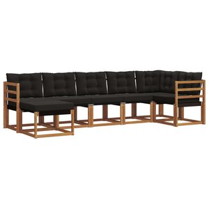 vidaXL Ensemble de canapés d'extérieur 7 pc Naturel et Noir