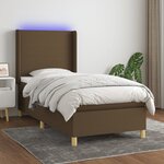 vidaXL Sommier à lattes de lit matelas LED Marron foncé 90x190cm Tissu