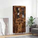 vidaXL Buffet haut Chêne fumé 69 5x34x180 cm Bois d'ingénierie