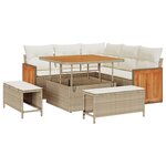 Ensemble de canapé de jardin vidaXL 8 pièces avec coussins en rotin poly beige acacia