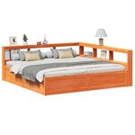 vidaXL Lit bibliothèque sans matelas cire marron 180x200 cm pin massif