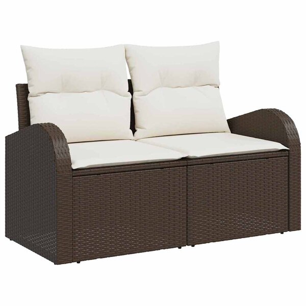 vidaXL Sofa de jardin 2 places avec rangement et coussins marron en poly rattan