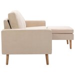 vidaXL Canapé à 3 places avec repose-pied Crème Tissu