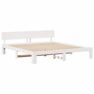 vidaXL Cadre de lit Blanc 200 x 200 cm Bois de pin massif