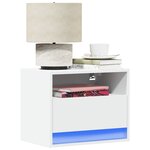 vidaXL Tables de chevet murales avec lumières LED 2 Pièces blanc