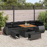 vidaXL Ensemble de canapé de jardin 9 Pièces Noir polyrotin