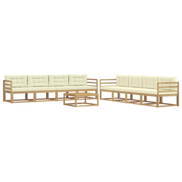 vidaXL Ensemble de canapés d'extérieur 9 Pièces Blanc et crème
