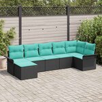 vidaXL Ensemble de canapé de jardin avec stockage 7 Pièces Noir polyrotin