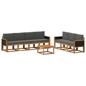 vidaXL Ensemble de canapés d'extérieur 7 pc Naturel et Anthracite