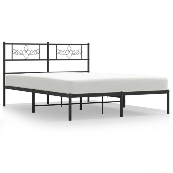 vidaXL Cadre de lit métal sans matelas avec tête de lit noir 120x200cm